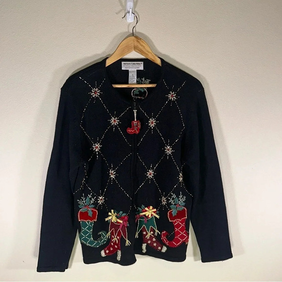 Vintage Heirloom Collectibles Ugly Christmas Sweater Cardigan Women’s - Picture 2 of 9